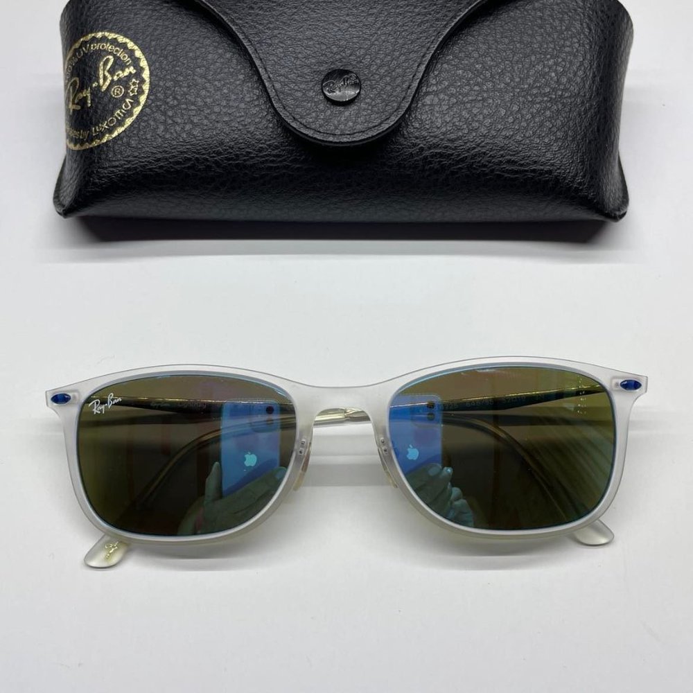 Ray Ban Women's Polarized Sunglasses, Blue Tint, Soft Silver Frames